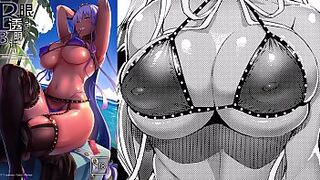 MyDoujinShop - Anime Adolescent Shows of Her Huge Big Boobs Falling Out of a Swimwear ~ Almost Transparent UO Denim Fate Grand Order Hentai Comic