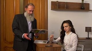 Tricky Old Educator - Old schoolmaster with her hot natural big boobs Milana Witchs