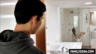 Male Sibling perving out on sister in the shower