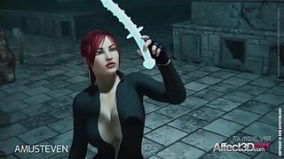 3d animation moster sexual intercourse with a red hair massive boobs beauty