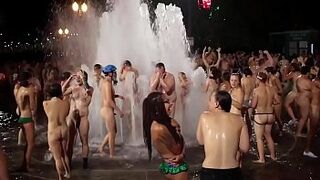 Nude in public space
