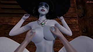 POV fucking the amazing vampire adult Matron Dimitrescu in a sexual intercourse dungeon. Resident Evil Village 3D Hentai.