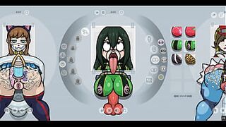 Fapwall [Rule 34 Hentai game] Tsuyu Asui from my hero academy gets a 6 dicks penetration and bust a load