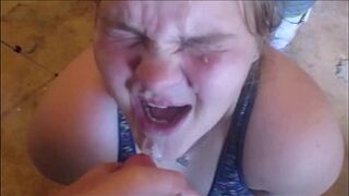 Sperm Facials compilation on desperate sexy teens giant loads hitting, mouth, up the nose, eyes and hair