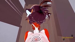 Furry Hentai 3D - POV Tigress oral sex and gets banged by fox - Japanese manga anime yiff cartoon porn