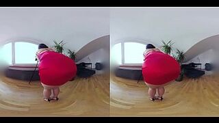 Czech VR 345 - Adorable Bitch in Stiff Red Dress Riding Penis