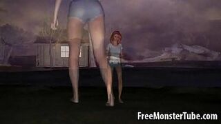 Lustful 3D cartoon red hair cutie getting humped by a zombie
