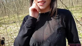 Stepbrother jizz in my mouth outdoor in woods
