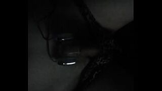 Vibrating my dick in a leopard print thong and lotion on my nips