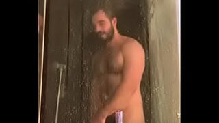 Having a shower
