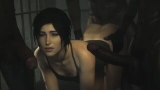 Lara Croft and Dark Skin Giant Dicks