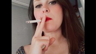 Smoking a Cig with Red Lipstick