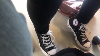 Teen's Candid Dark Converse Hi-tops Shoeplay
