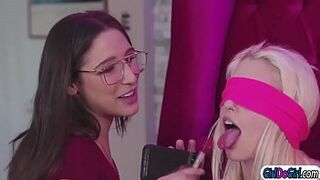 Abella using vagina and squirt for a blindfold tasting game