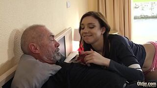 Kinky grandpa fucks daughter eighteen years old hardcore and she sucks his man meat before swallowing the spunk