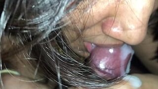 Sexiest Indian Wife Closeup Man Meat Sucking with Seed in Mouth