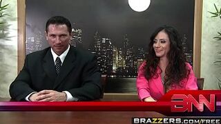 Brazzers - Giant Bobbies at Work -  Shag The News scene starring Ariella Ferrera, Nikki Sexx and John Str
